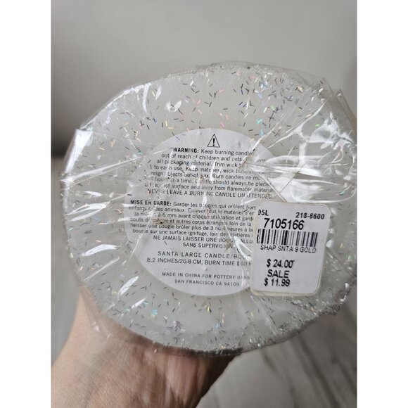 Pottery Barn beaded Santa candle unique large gold decor Xmas - Picture 9 of 9